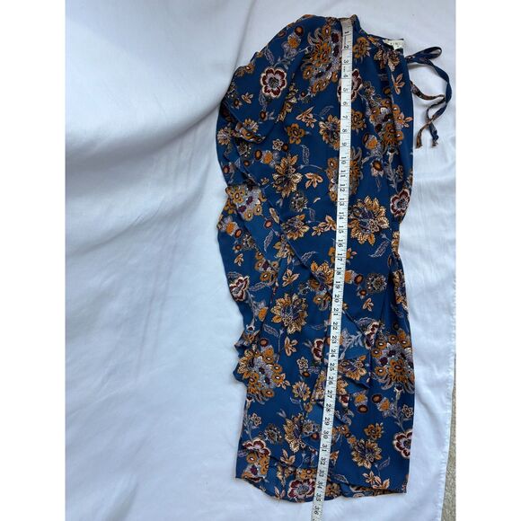 Kindom Batwing Sleeve Blue Tunic Dress Floral Size S Gypsy Boho Ethnic Beachy - Picture 10 of 10